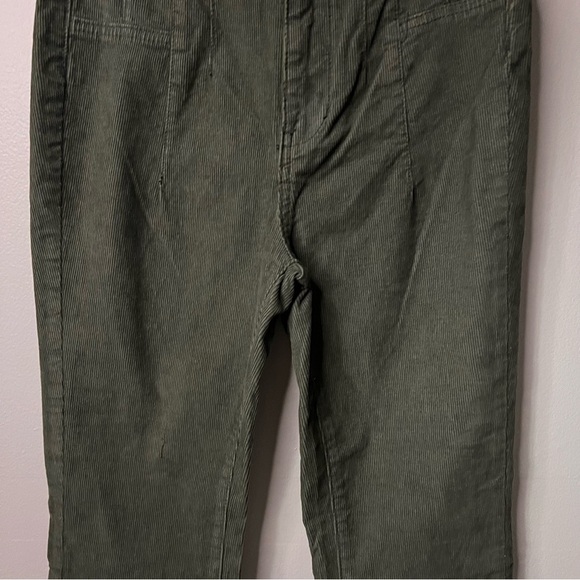We The Free Boho Corduroy Pants High Rise Flare Button Size 26 Olive Green - Picture 3 of 12